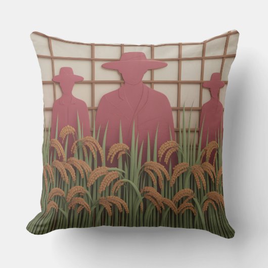 Petani Rice Carve 3d Batik Motif クッション (正面)