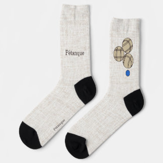 Pétanque, three balls on a beige linen design ソックス