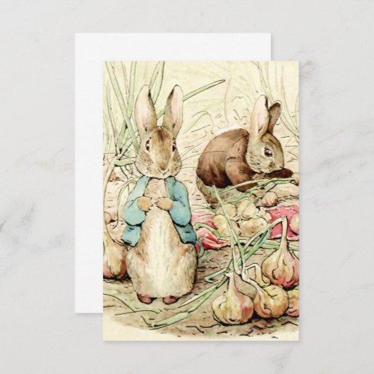 Peter and Benjamin Gather Onions by Beatrix Potter サンキューカード (正面/裏面)