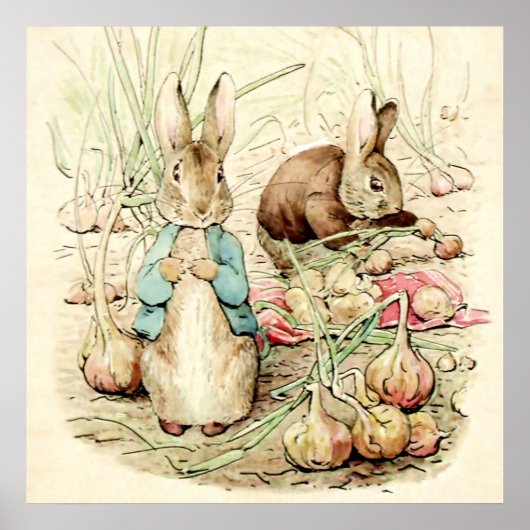 Peter and Benjamin Gather Onions by Beatrix Potter ポスター (正面)