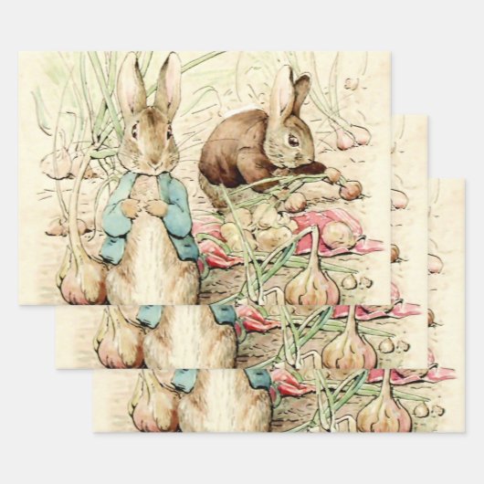 Peter and Benjamin Gather Onions by Beatrix Potter ラッピングペーパーシート (セット)