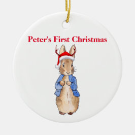 Peter Christmas Hat Personalize初めてのクリスマス セラミックオーナメント