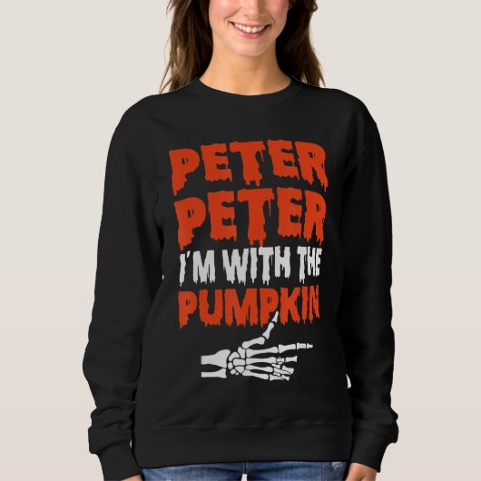 Peter I'm with the Pumpkin Halloween Costume Coupl スウェットシャツ (正面)