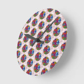 Peter Maxカラフル水カラーデイジーフローラボール ラウンド壁時計 (傾斜)