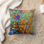 Peter Maxカラフル水彩花瓶と花 クッション (ブランケット)