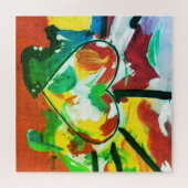 Peter Maxスタイルカラフル水カラー抽象芸術ハート ジグソーパズル (横)