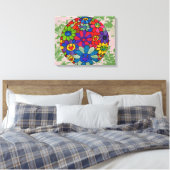 「peter max artスタイル」笑顔の花ボールキャンバス キャンバスプリント (インサイチュ (寝室))