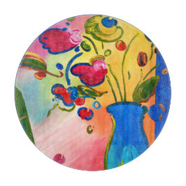 Peter Max Flowers インスパイア Round Cutting Board カッティングボード