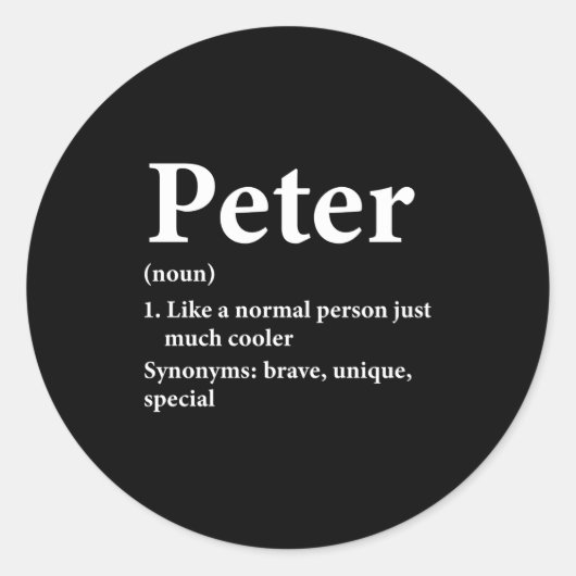 Peter Name Definition Funny D ラウンドシール (正面)