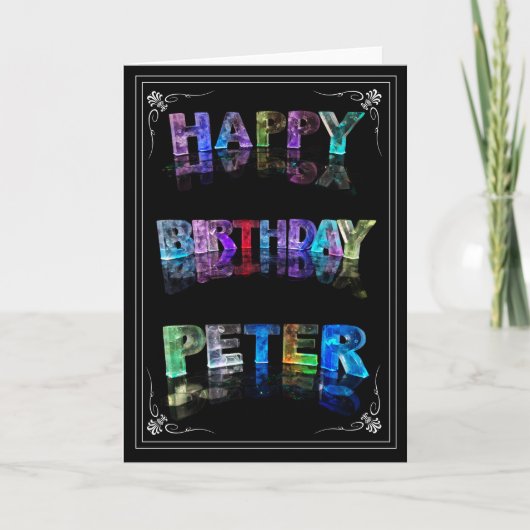 Peter - Name in Lights greeting card (Photo) カード (正面)