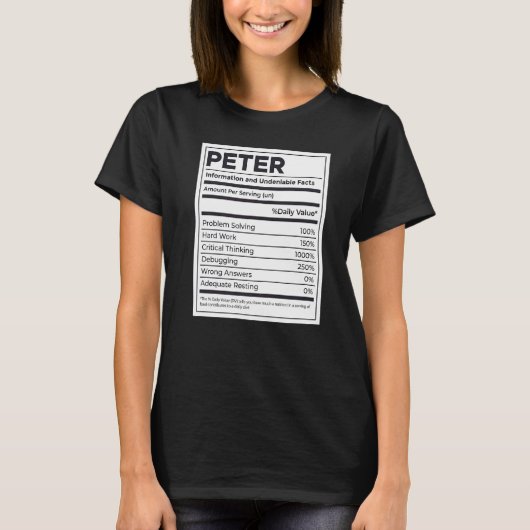 Peter Nutrition Information Problem Solving懸命W Tシャツ (正面)