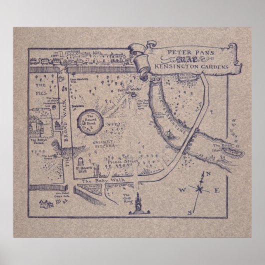 Peter Pan's Map of Kensington Gardens ポスター (正面)
