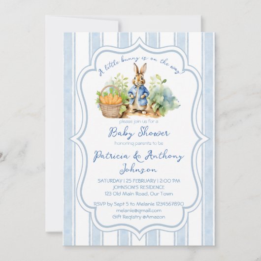 Peter rabbit baby boy baby shower  invitation 招待状 (正面)