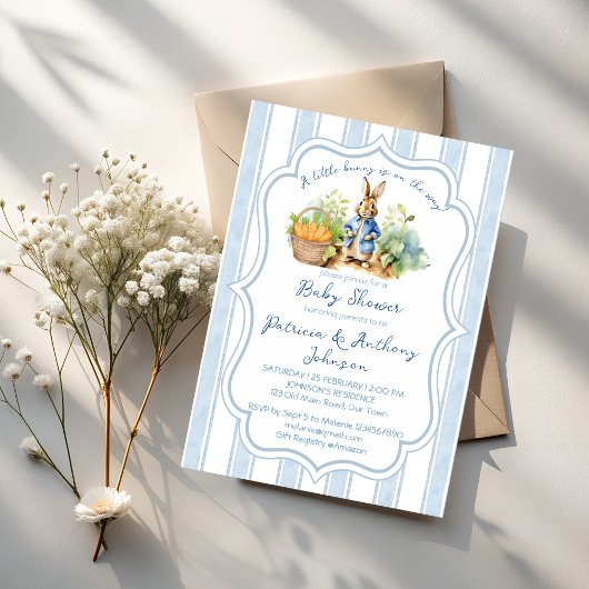 Peter rabbit baby boy baby shower  invitation 招待状