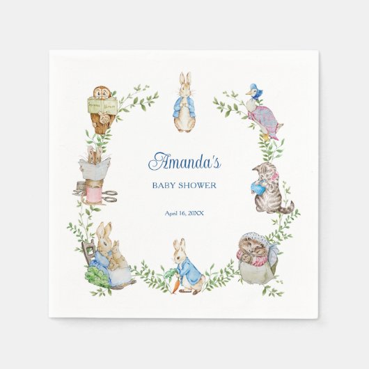 Peter Rabbit Baby Shower スタンダードカクテルナプキン (正面)