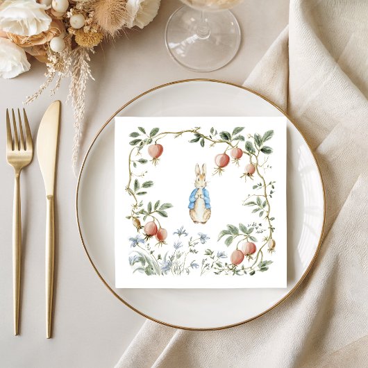 Peter Rabbit Baby Shower Berry Wreath Napkins スタンダードカクテルナプキン