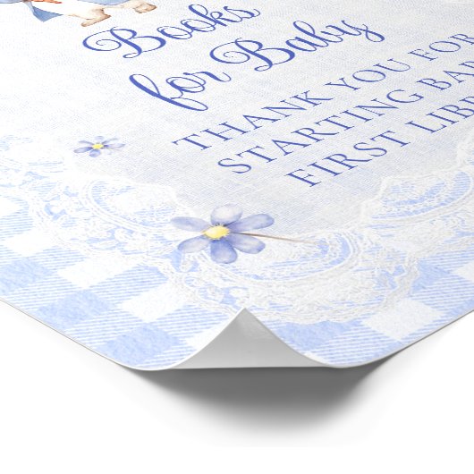 Peter Rabbit Blue Bow Baby Shower Books for Baby ポスター (角)