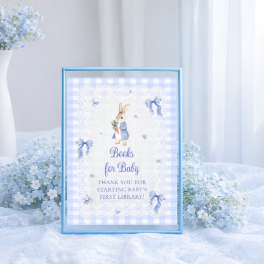 Peter Rabbit Blue Bow Baby Shower Books for Baby ポスター