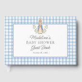 Peter Rabbit Blue Gingham Baby Shower ゲストブック (正面)