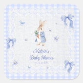 Peter Rabbit Blue Gingham Baby Shower Thank You スクエアシール (正面)