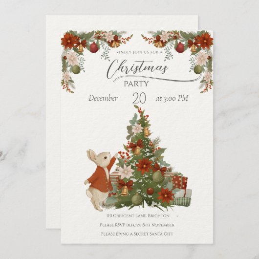 Peter Rabbit Christmas 招待状 (正面/裏面)