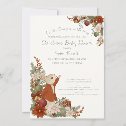 Peter Rabbit Christmas Baby Shower Invitation 招待状 (正面)