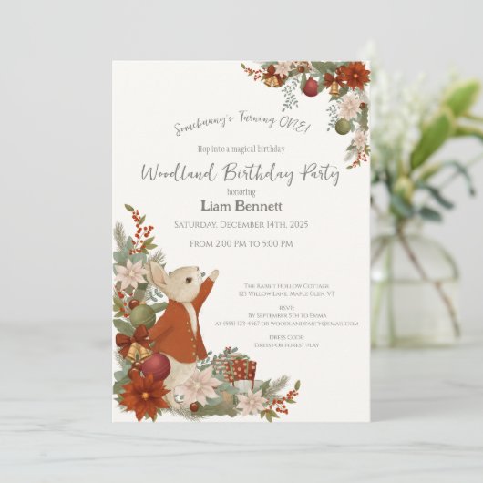 Peter Rabbit Christmas Birthday Invitation 招待状 (スタンド正面)