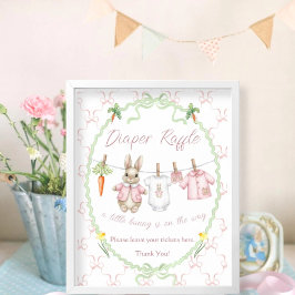 Peter Rabbit Clothesline Baby Shower Diaper Raffle ポスター