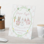 Peter Rabbit Clothesline Baby Shower Diaper Raffle 台座サイン (インサイチュ)