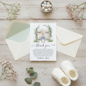 Peter Rabbit Garden Gate Greenery Baby Shower  サンキューカード