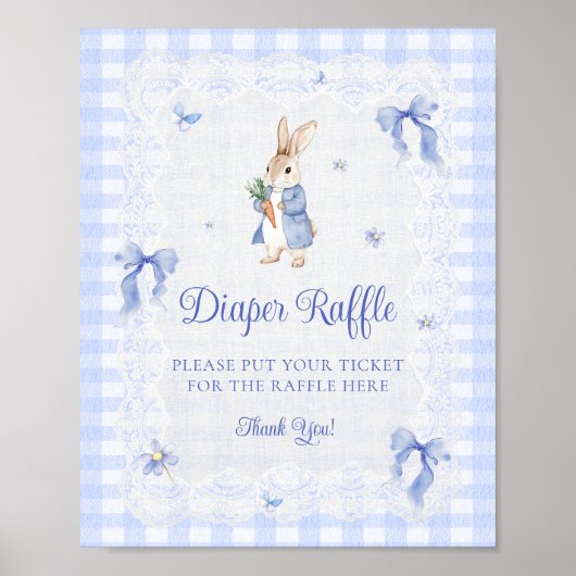 Peter Rabbit Gingham Baby Shower Diaper Raffle ポスター (正面)