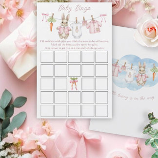 Peter Rabbit Girl Baby Shower Baby Bingo Game