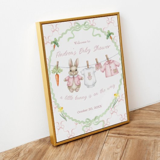Peter Rabbit Girl Clothesline Baby Shower Welcome  ポスター