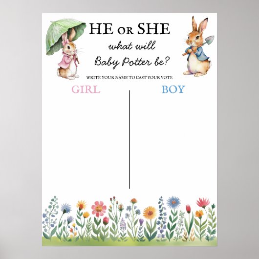 Peter Rabbit He or She Gender Reveal Voting Game ポスター (正面)