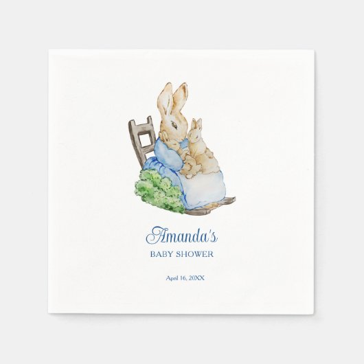 Peter Rabbit Mommy Baby Shower スタンダードカクテルナプキン (正面)