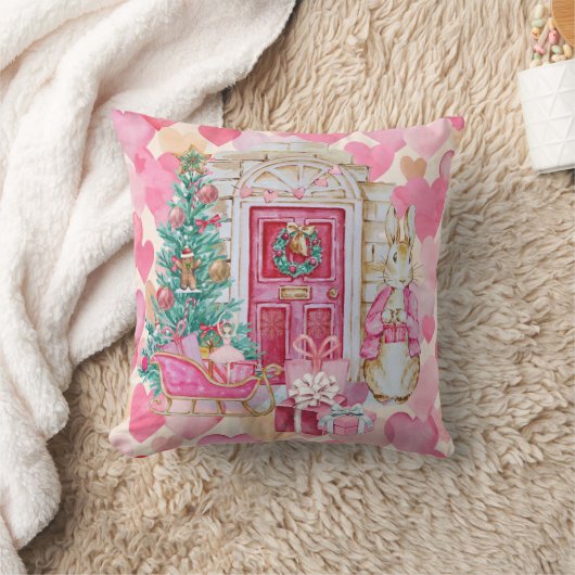 Peter Rabbit Pink Cushion Square クッション (ブランケット)
