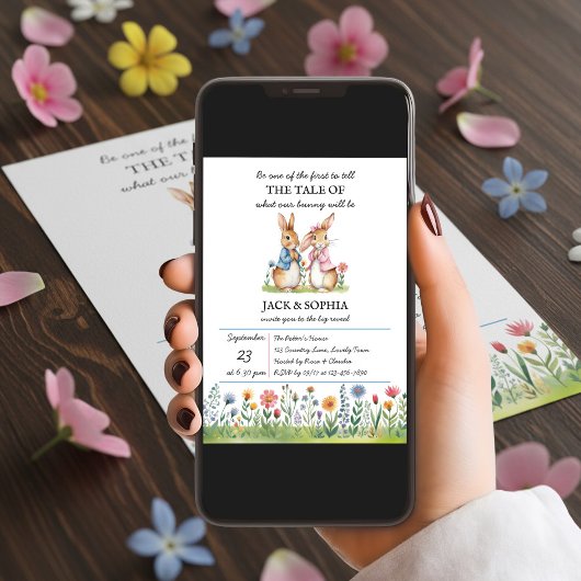 Peter Rabbit Themed Gender Reveal 招待状