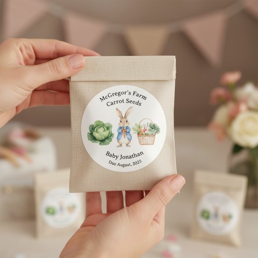 Peter Rabbit Veggie Basket Baby Shower Favor ラウンドシール