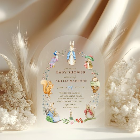 Peter Rabbit Watercolor woodland Baby Shower  アクリル招待状