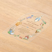 Peter Rabbit Watercolor woodland Baby Shower  アクリル招待状 (レイダウン)