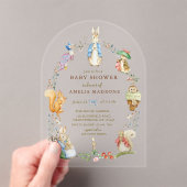 Peter Rabbit Watercolor woodland Baby Shower  アクリル招待状 (インサイチュ (ポータブル))