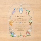 Peter Rabbit Watercolor woodland Baby Shower  アクリル招待状 (正面)