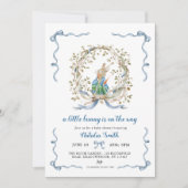 Peter Rabbit Watercolor Wreath Boy Baby Shower     招待状 (正面)