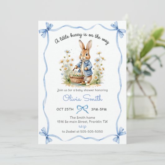 Peter Rabbit Wildflower Baby Shower Invitation 招待状 (スタンド正面)