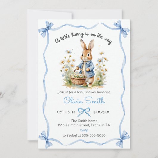 Peter Rabbit Wildflower Baby Shower Invitation 招待状 (正面)
