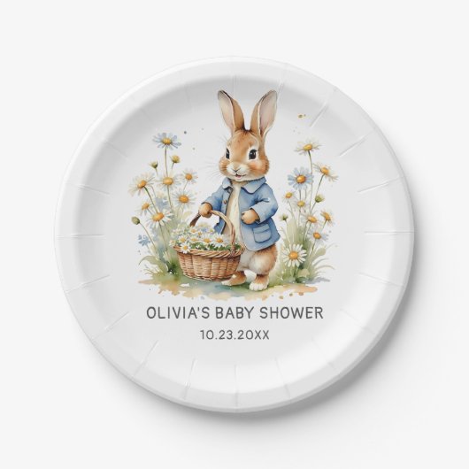 Peter Rabbit Wildflower Baby Shower Paper Plates ペーパープレート (正面)
