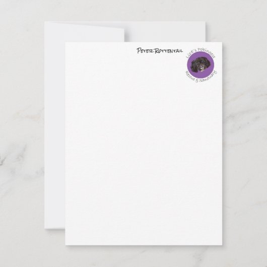 Peter Rottentailを搭載したノートカード サンキューカード (裏面)