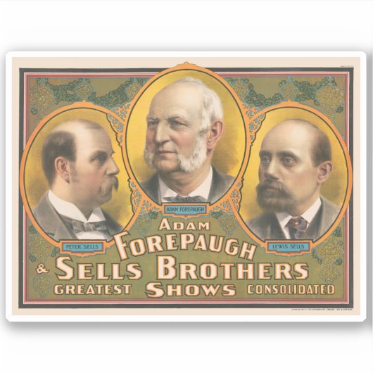 Peter Sells、Adam Forepaugh、Lewis Sells シール (正面)