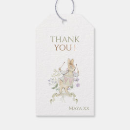 Peter the Rabbitモノグラムクレストジェンダー赤ちゃんシャワー ギフトタグ