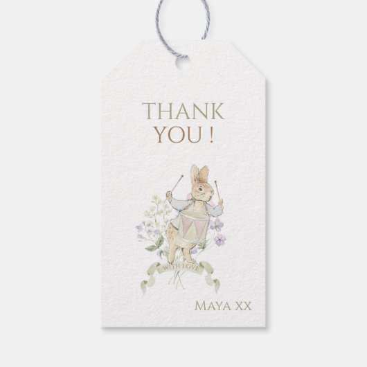 Peter the Rabbitモノグラムクレストジェンダー赤ちゃんシャワー ギフトタグ (裏面)